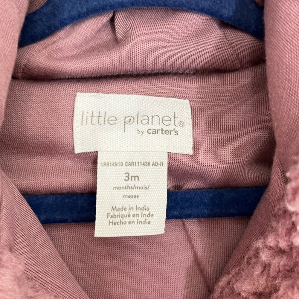 Little Planet Carters Baby 3mo Sherpa Hooded Romper Bunting Fleece One Piece - Picture 7 of 7
